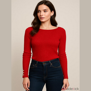 Style & Co Red Long Sleeve Top Size M